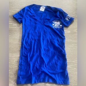 PINK Victoria's Secret Blue Wildcats V-Neck Fitted Tee